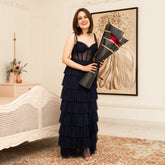 Net Navy Spell Soiree Dress